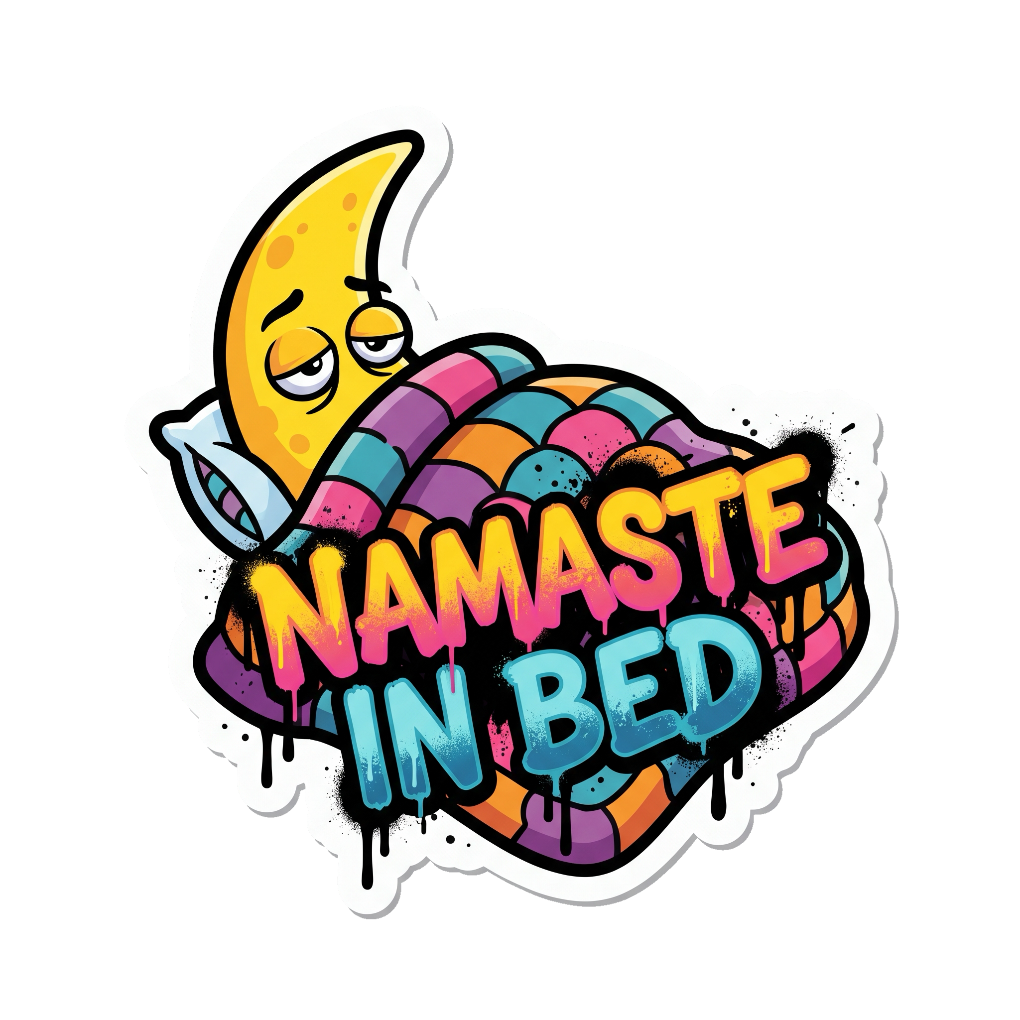 Namaste In Bed Window Sticker — Stickatude UV-printed window sticker
