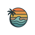 Retro Sunset Window Sticker — Stickatude UV-printed window sticker