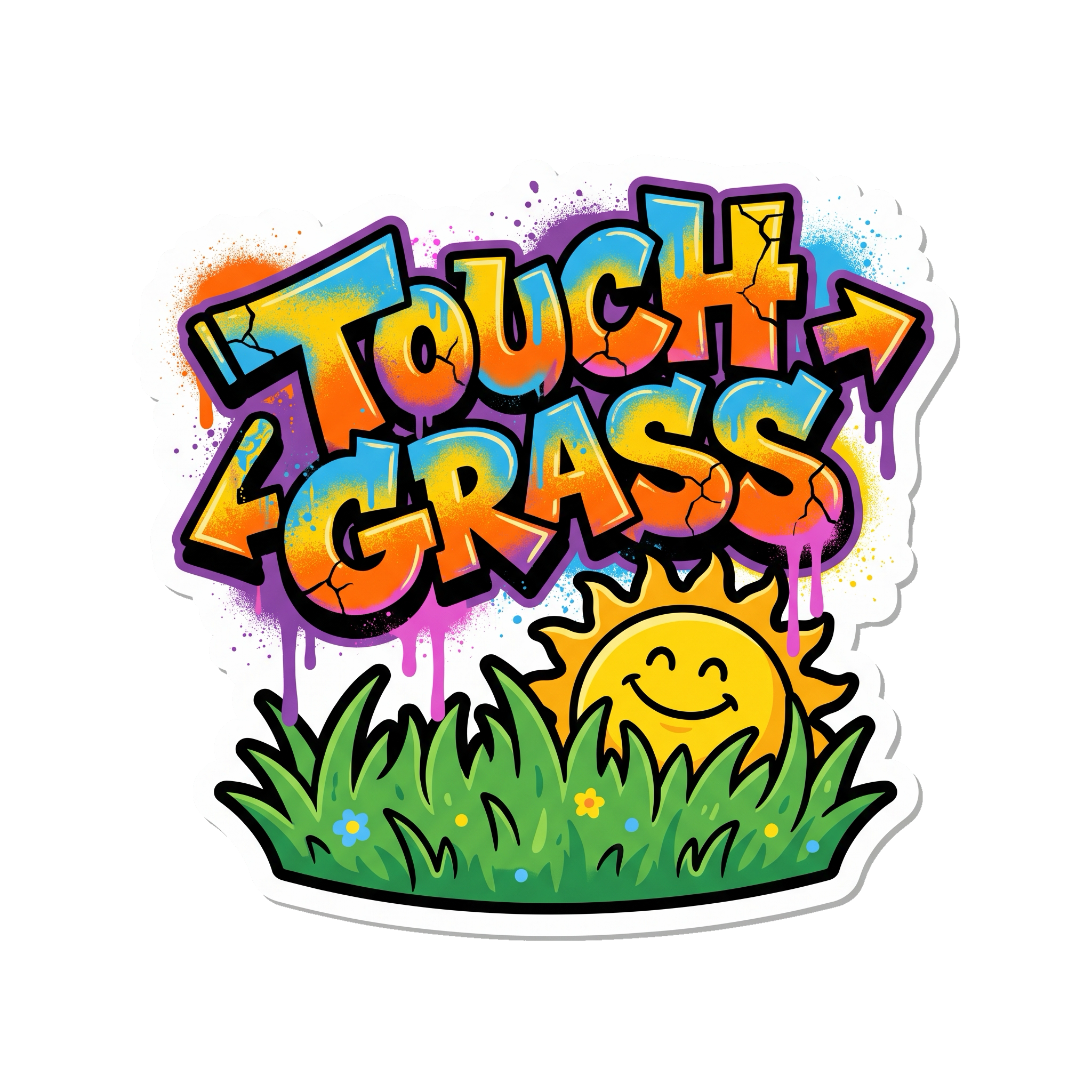 Touch Grass Window Sticker — Stickatude UV-printed window sticker