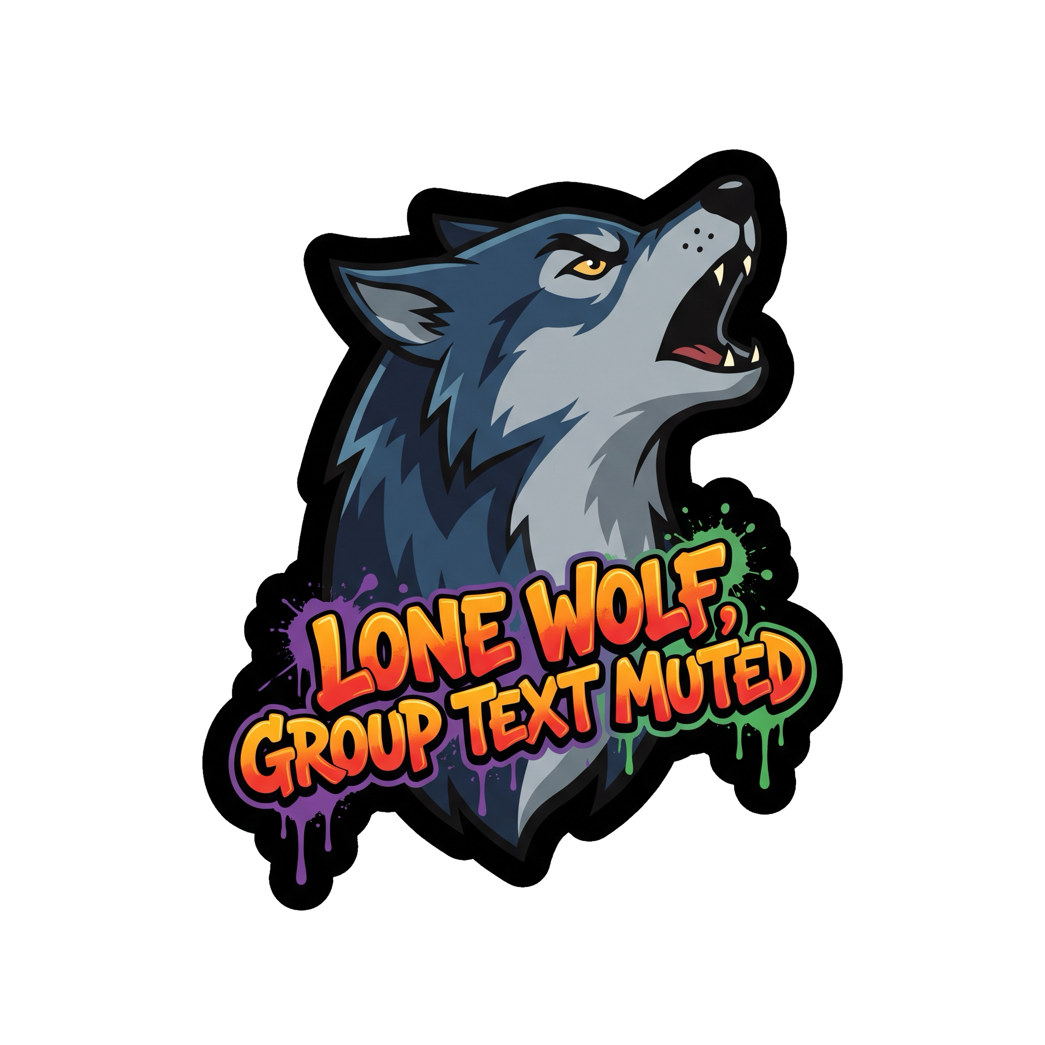 Lone Wolf Sticker — Stickatude UV-printed die-cut sticker